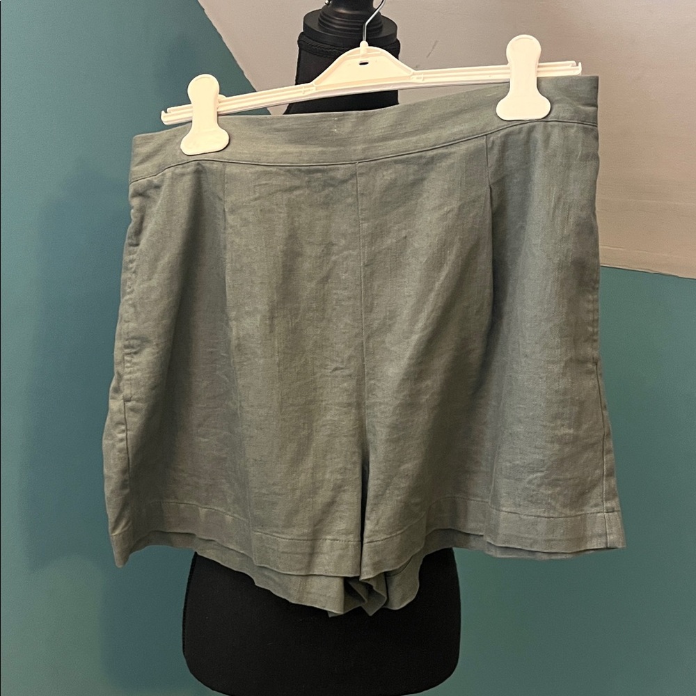 Madewell Clean Pull-On Linen/Cotton Shorts in Architect Green Size XL - Picture 4 of 13